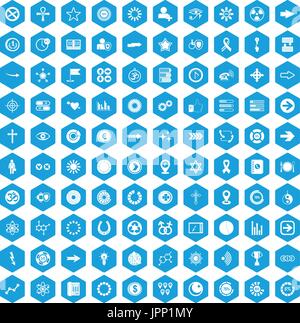 100 graphic elements icons set blue Stock Vector