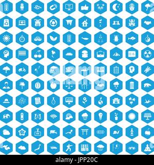 100 harmony icons set blue Stock Vector