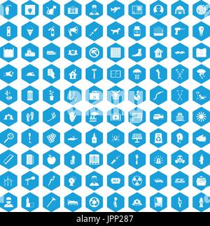100 help icons set blue Stock Vector