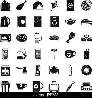 Cafe icons set, simple style Stock Vector