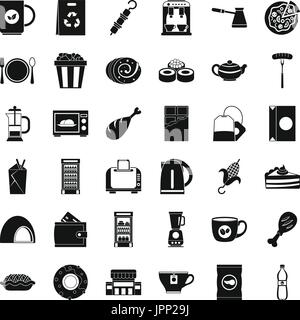 City cafe icons set, simple style Stock Vector