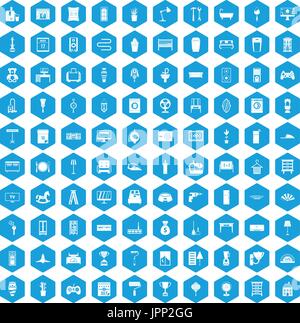 100 home icons set blue Stock Vector