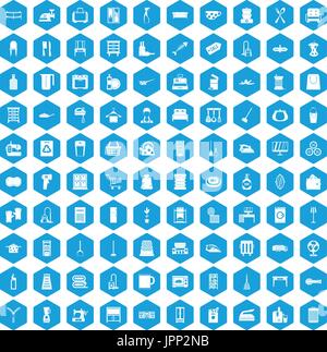 100 housework icons set blue Stock Vector