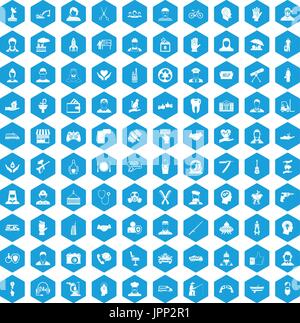 100 human resources icons set blue Stock Vector