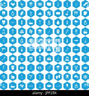 100 hygiene icons set blue Stock Vector
