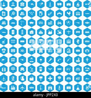 100 industry icons set blue Stock Vector