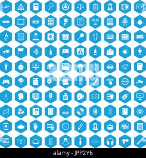 100 information icons set blue Stock Vector