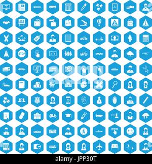 100 initiation icons set blue Stock Vector