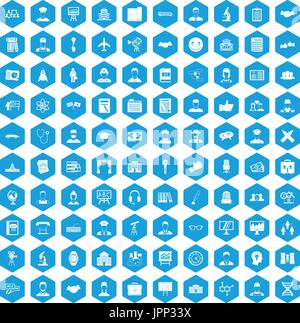100 intelligent icons set blue Stock Vector