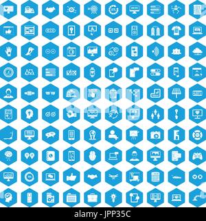 100 interface icons set blue Stock Vector