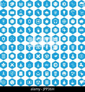 100 interface pictogram icons set blue Stock Vector
