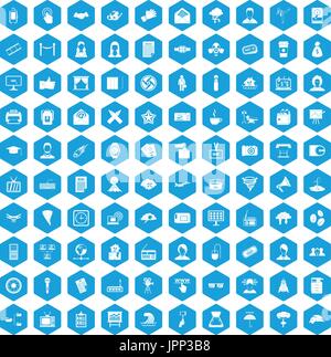 100 journalist icons set blue Stock Vector