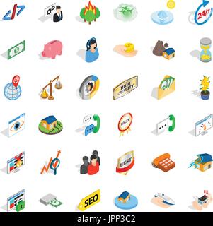 Consultation icons set, isometric style Stock Vector