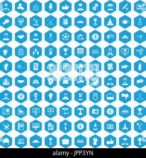100 leadership icons set blue Stock Vector