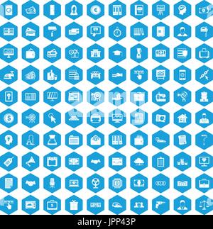 100 lending icons set blue Stock Vector