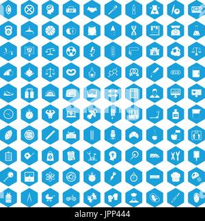 100 libra icons set blue Stock Vector