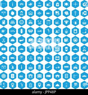 100 loader icons set blue Stock Vector