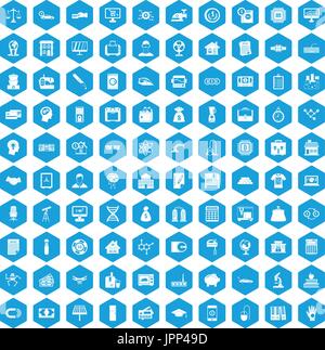 100 loans icons set blue Stock Vector