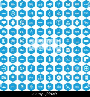 100 location icons set blue Stock Vector