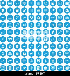 100 magnifier icons set blue Stock Vector