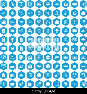 100 mail icons set blue Stock Vector
