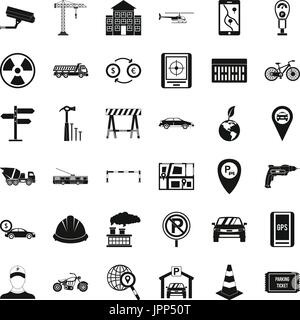 Parking icons set, simple style Stock Vector