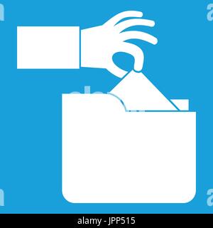 Robbery secret data in folder icon white Stock Vector