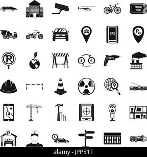 Car place icons set, simple style Stock Vector