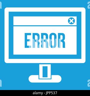 Error sign on a computer monitor icon white Stock Vector