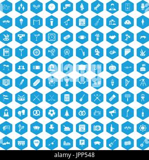 100 meeting icons set blue Stock Vector
