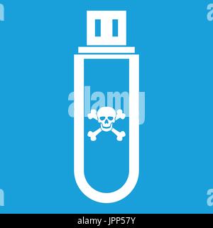 Infected USB flash drive icon white Stock Vector
