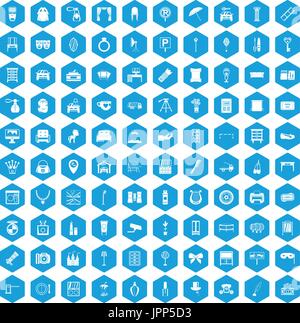 100 mirror icons set blue Stock Vector