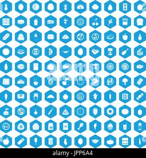 100 nutrition icons set blue Stock Vector