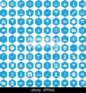 100 oppression icons set blue Stock Vector