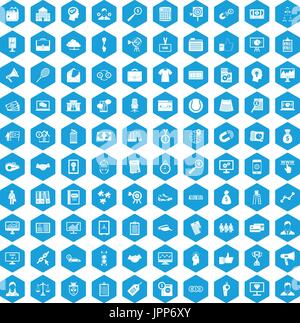 100 partnership icons set blue Stock Vector