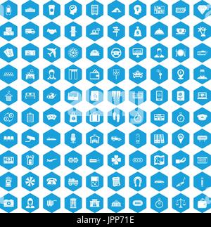 100 paying money icons set blue Stock Vector