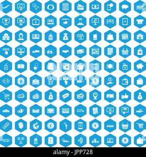 100 payment icons set blue Stock Vector