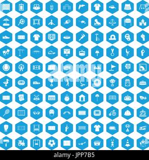 100 playground icons set blue Stock Vector