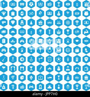 100 premium icons set blue Stock Vector