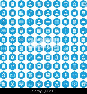 100 reader icons set blue Stock Vector
