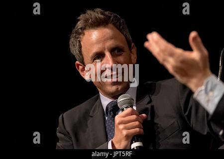Seth Meyers is seen at Cooper Union. U.S. Senator for Minnesota Al Franken participated in a conversation with comedian and late-night host Seth Meyers in the Great Hall at Cooper Union. At the event, organized by The Strand bookstore, Senator Franken discussed his career in politics and his new book 'Giant of the Senate.' Credit: PACIFIC PRESS/Alamy Live News Stock Photo