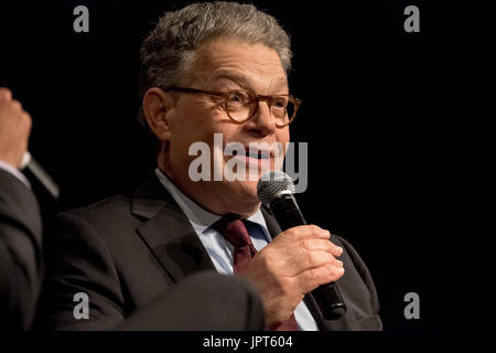 Senator Al Franken is seen at Cooper Union. U.S. Senator for Minnesota Al Franken participated in a conversation with comedian and late-night host Seth Meyers in the Great Hall at Cooper Union. At the event, organized by The Strand bookstore, Senator Franken discussed his career in politics and his new book 'Giant of the Senate.' Credit: PACIFIC PRESS/Alamy Live News Stock Photo