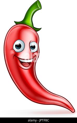 Cartoon Red Chilli Pepper Mascot Stock Vector