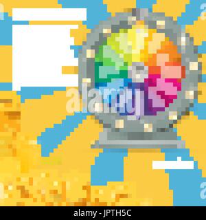 Fortune spinning wheel. Gambling concept, win jackpot in casino illustration Stock Vector