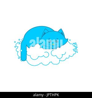 cat sleeps on cloud. Soft fluffy pet and cloud Stock Vector
