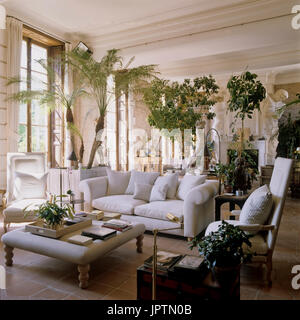 Living room with classical style sculptures Stock Photo