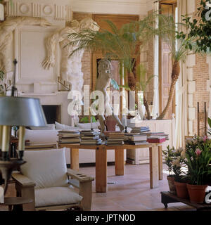 Living room with classical style sculptures Stock Photo