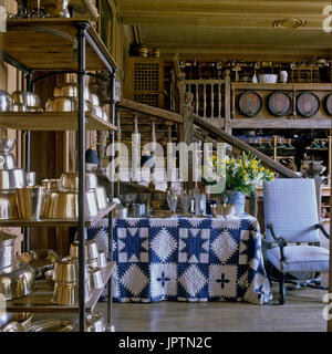 Rustic style room with wood panelling Stock Photo