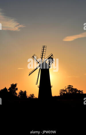 Sunset over Sibsey Trader Windmill, Sibsey village, Lincolnshire County, England, UK Stock Photo