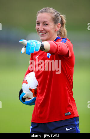 England goalkeeper Siobhan Chamberlain during a training session at ...